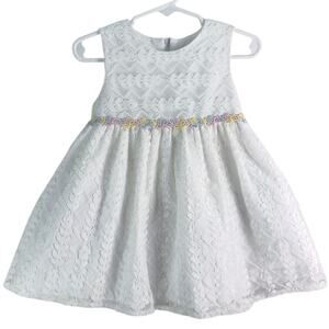 KATIE M Infant Girl White Lace Floral Embroidery Angelic Fairy Baby Dress 24mo